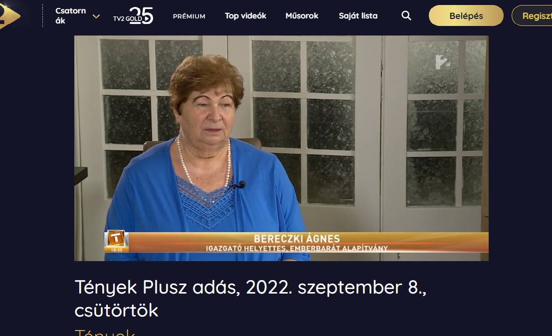 Bereczki Sándorné, TV2 Tények Plusz