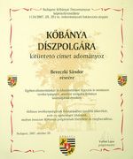 Kbnya Dszpolgra kitntets Bereczki Sndor rszre